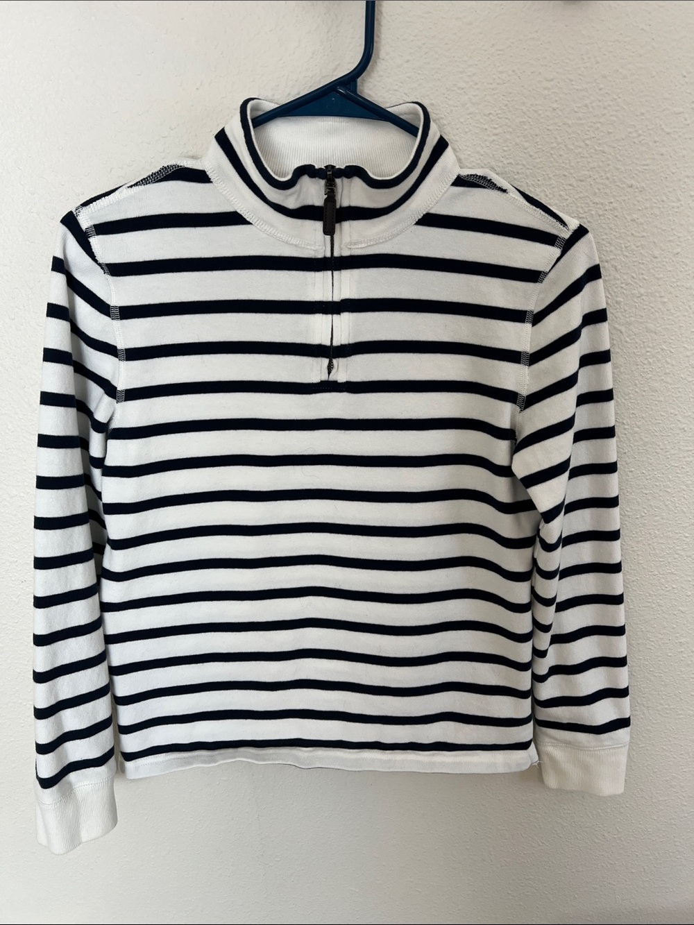 Crewcuts Navy and White Striped Half-Zip Sweater